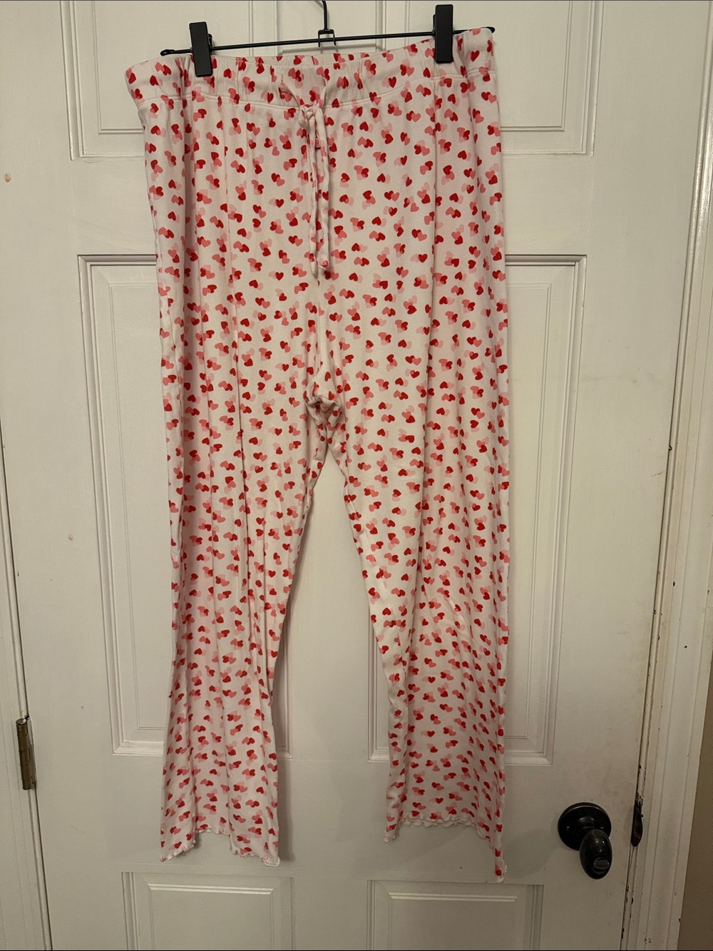 Hill House Kids White Pajama Pants with Red Heart Print